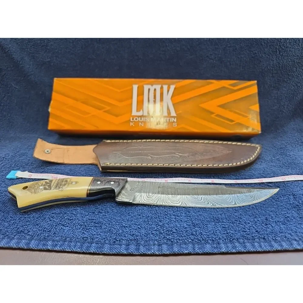 Hunting Bowie Knife 10.75 Inch Custom Forged Damascus Blade LMK Knives #8308